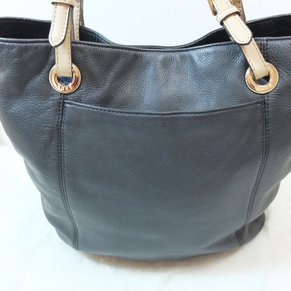 Michael Kors Black Leather Gold Tone Hardware Double Handle Tote Bag - Picture 6 of 14